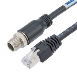 SMC ShowMeCables M12 8 Position X-Code Cable, S/FTP Jacket, Male/RJ45 ...
