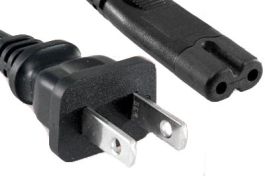 Non-Polarized - 2 Slot Power Cord - NEMA 1-15 to C7 - 7 Amp - Black