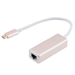 USB to Ethernet Adapter, USB Type C Male/RJ-45 Female, 6 USB to Ethernet Adapter, USB Type C Male/RJ-45 Female, 6