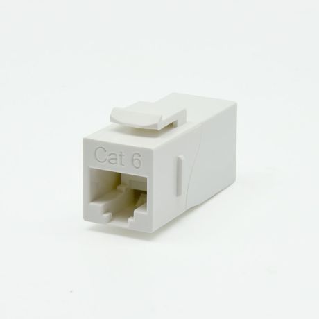 Cat 6 Right Angle Inline White Coupler With Keystone Latch