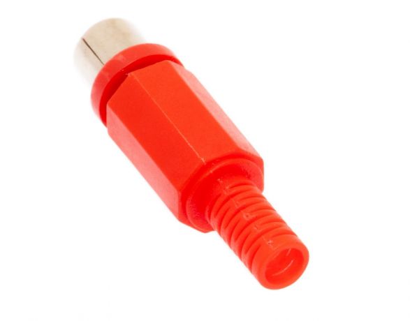RCA Jack Red Molded Handle Plastic Handle | ShowMeCables.com