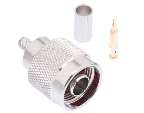 N Male Crimp Connector - RG58 & LMR-195 | ShowMeCables.com