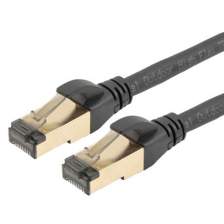 ShowMeCables Category 7 10gig Industrial Outdoor High Flex Ethernet Cable,  RJ45 Male/Plug, S/FTP Doubled Shielded, 26AWG Stranded, TPE, Black