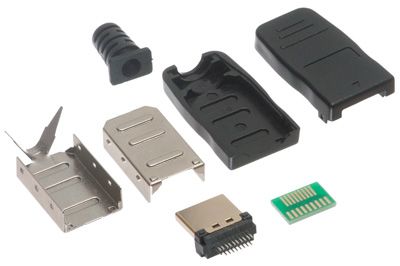 HDMI type A cable connector, male, solderable