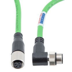 ShowMeCables M12 4 Position D-Coded RA Male/Female Cable, Foil Shielded ...
