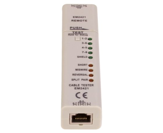 Network Cable Tester - RJ45, Pair and Shield LEDs, Fault Indicator LEDs