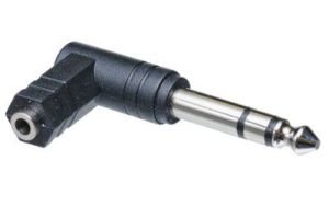 1/4 IN Stereo Male to 3.5mm Stereo Female Right Angle Adapter