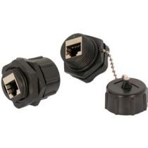 Cat6 RJ45 Shielded Industrial Panel Mount Bulkhead Coupler with Dust Cap