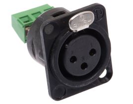 XLR 3 Pin Female Chassis Mount Connector with Screw Terminal