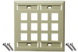 NetKey Flush Mount Screw-On Keystone Wall Plate - Double Gang - 12 Port