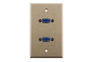 Slim Line HD15 VGA Decora Wall Plate - Single Gang - 2 Port - Ivory