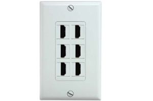 HDMI Decora Wall Plate - Single Gang - 6 Port - White
