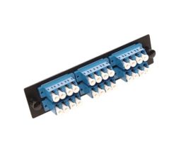 Single Mode Fiber Adapter Panel - 6 Quad Couplers LC/UPC - Ceramic - 24 Ports Total