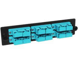 10G Multimode Fiber Adapter Panel - 6 Stacked Duplex SC Couplers - 12 Ports Total