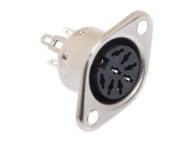 8 Pin DIN Female Solder Panel Mount Connector - 262° Style