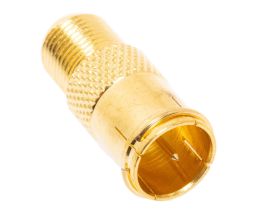 F-Type Male Push On to F-Type Female Adapter - Gold