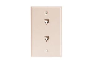 RJ11 4 Conductor Jack Smooth Finish Wall Plate - Single Gang - 2 Port