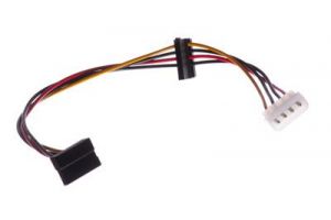 DISCONTINUED Molex 4-Pin Male to 2 SATA Right Angle Female Power Cable - 14 Inch