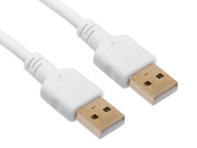 USB 2.0 A Male to A Male Cable - Gold Plated - White - 3 FT