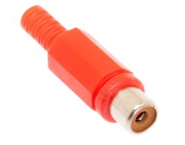 RCA Female Solder Connector with Strain Relief - Plastic - Red