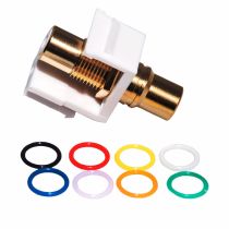 Gold RCA Female to Female Feed-Through Keystone Coupler - 8 Multi-Colored Bands
