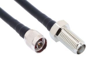 N Male to Reverse Polarity SMA Female Bulkhead Low Loss 400 UltraFlex Coaxial Assembly - 15 FT