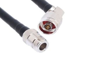 N Male Right Angle to N Female Low Loss 400 UltraFlex Coaxial Assembly