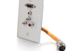 RapidRun Single Gang Integrated VGA (HD15) + 3.5mm +  Triple RCA Wall Plate - Aluminum | C2G 60032