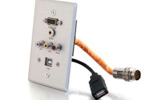 RapidRun Single Gang Intetrated VGA (HD15) + 3.5mm + Triple RCA + USB Wall Plate | C2G 60040