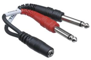 3.5mm Stereo Female to Dual 1/4 IN Mono Male Adapter Cable - 6 IN