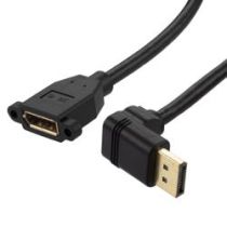ShowMeCables DisplayPort Cable, Panel Mount Female to Down Angle Male, 8K Resolution, PVC Jacket, 1 Meter