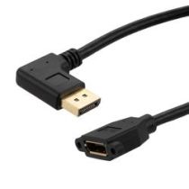 ShowMeCables DisplayPort Cable, Panel Mount Female to Left Angle Male, 8K Resolution, PVC Jacket, 1 Meter