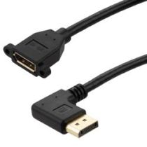 ShowMeCables DisplayPort Cable, Panel Mount Female to Right Angle Male, 8K Resolution, PVC Jacket, 1 Meter