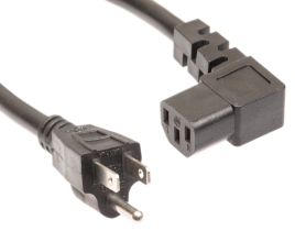 Universal CPU Power Cord - NEMA 5-15P to C13 Left Angle - 15 Amp - 8 FT