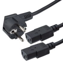 Schuko CEE7/7 to Dual C13 Splitter International Power Cord - 10 Amp