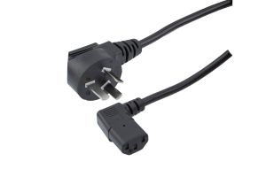 GB2099 Round Type I Downward Angle to Right Angle C13 International Power Cord - 10 Amp