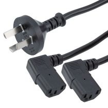 GB2099 Type I to Dual Right Angle C13 International Splitter Power Cord - 10 Amp