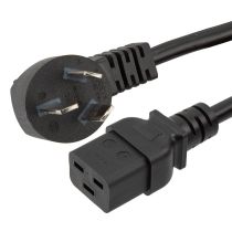 GB2099 Round Type I Downward Angle to C19 International Power Cord - 16 Amp