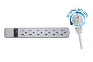 6 Outlet Surge Protector with Flat Rotating Plug