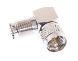 Mini UHF Male to Mini UHF Female Right Angle Adapter