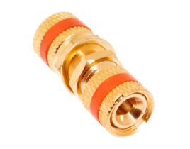 Gold Binding Post / Banana Jack Panel Mount Connector - Metal - Red