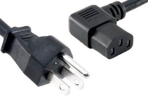 Universal CPU Power Cord - NEMA 5-15P to C13 Left Angle - 15 Amp