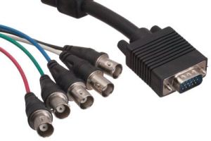 5 BNC Female to HD15 VGA Male Adapter Cable - 1 FT