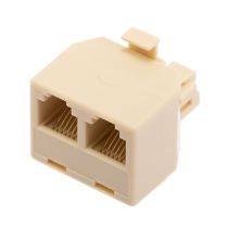 RJ12 Male to Dual RJ12 Female Telephone Splitter Adapter - 6P6C - Straight Pinout