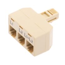 RJ11 Male to Triple RJ11 Female Telephone Splitter Adapter - 6P4C - L1+L2