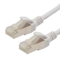 ShowMeCables Category 6a 10gig Slim Ethernet Antibacterial Antimicrobial Cable Assembly, RJ45 Male/Plug, S/FTP, 30AWG Stranded, CM PVC, White