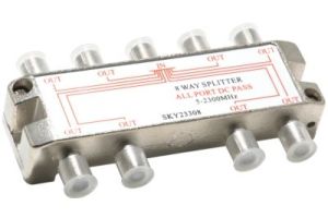 8-Way Coax Splitter - 5 to 2300 MHz - All Ports Power Passive