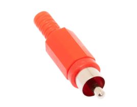 RCA Male Solder Connector with Strain Relief - Plastic - Red