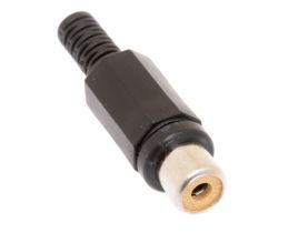 RCA Female Solder Connector with Strain Relief - Plastic - Black