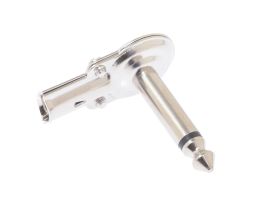 1/4 IN Right Angle Mono Male Solder Connector - Flat Pancake - Metal